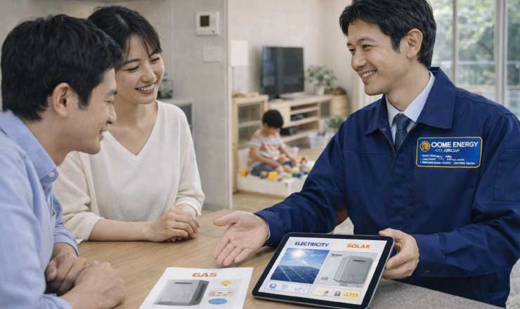 総合エネルギーの提案力 家族へのタブレットを使った説明